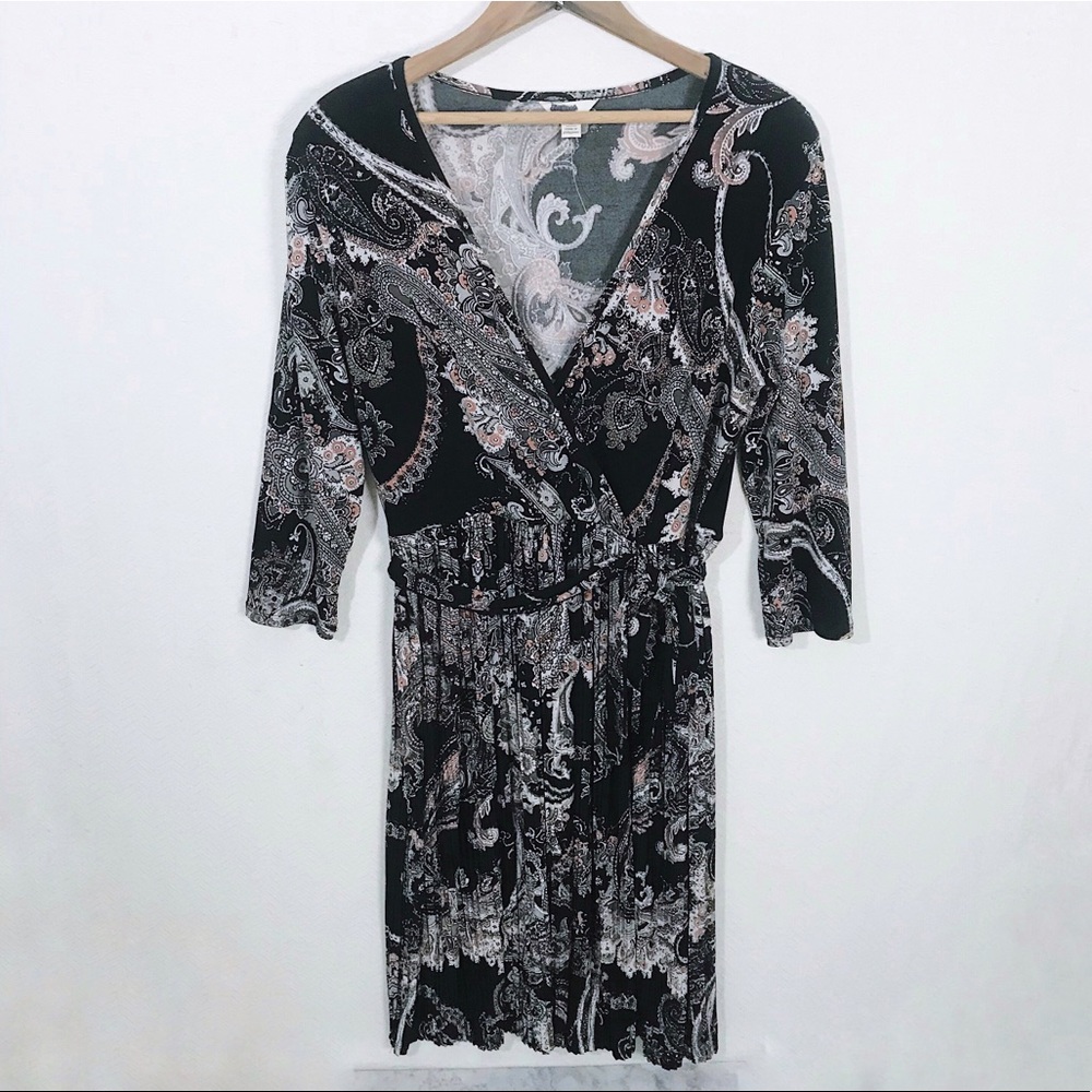 C EST 1946 Paisley Print 3/4 Sleeve Midi Dress